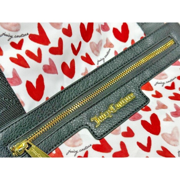 Juicy Couture Weekender Duffle Bag – Red & Pink Hearts Print, Large Travel Tote - Picture 13 of 16